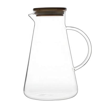 China Large capacity pyrex water jug ​​viable glass juice jar with stainless steel lid with handle for sale