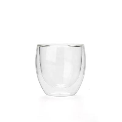 China High Borosilicate 250ml Drinking Cup Glass Coffee Water Cup Sustainable Double Glass Mug for sale