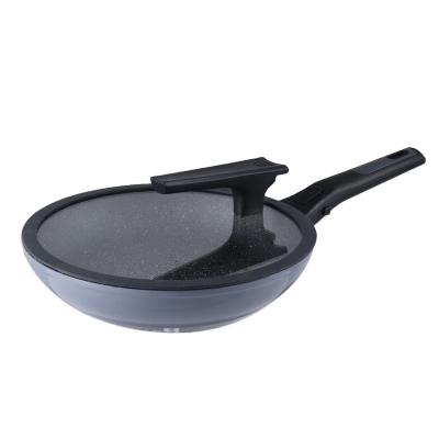 China China Amazon Hot Selling Minimalist Wholesale Nonstick Wok 28cm/30cm Wok Pan with Straight Cover Beads and Removable Handle for sale