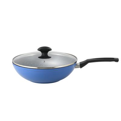 China Traditional New Chinese Wok Wok Aluminum Nonstick Coating Stir-Fry Pan With Lid Induction Glass Bottom for sale