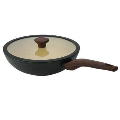 China Minimalist Handle Pan Bakelite Household Aluminum Non-stick Frying Pan for sale