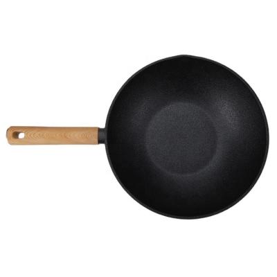 China New traditional 28cm/30cm/32cm non stick wok pan non stick aluminum wok panwith rough surface and durability for sale