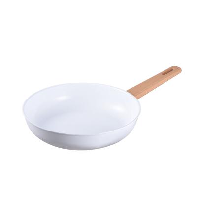 China Simple Minimalist Fashion Statistical Style Ceramic Coating White Kitchen Utensils Non Stick Frying Pan for sale