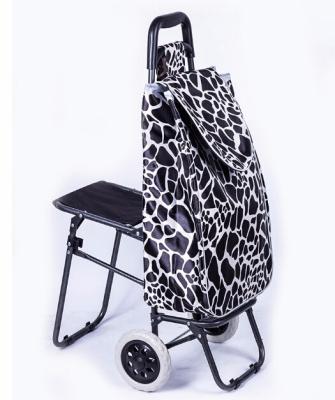 China Unfolding Market Folding Trolley Shopping Bag With 2 Wheels , Supermarket Trolley Shopping Bag With Seat for sale