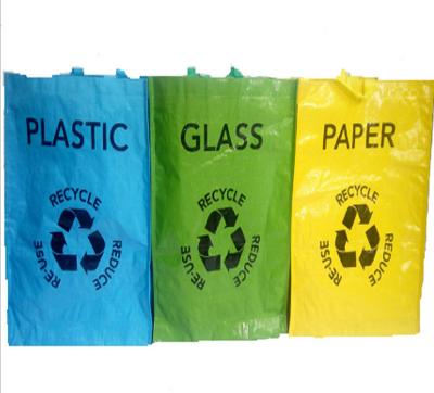 China Recyclable Garbage Matching Sack Woven Bag With Different Color With Customized Designs PP Laminated Recycle Packaging Bag for sale