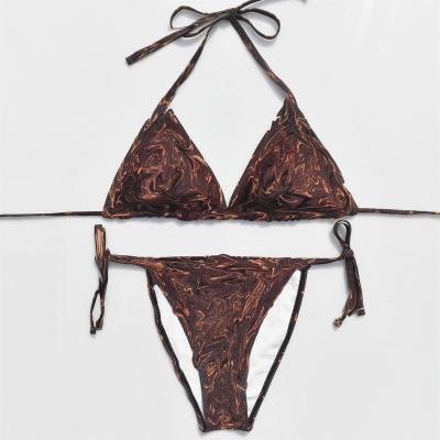 China Plus size ready to ship L luxury brand swimsuit sexy designer Swimsuits Famous Brands letter printing triangle bikini woman swimwear for sale