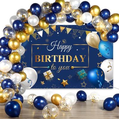 China Party RTS Navy Blue Birthday Confetti Balloons Kit Set 50 Pcs Birthday Photography Backdrop Banner For Party Decorations Supplies for sale