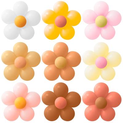 China Boho Daisy Flower Balloons DIY Kit Party Latex Balloon Set 18 Routine Hippie Balloons Garland Party Supplies Decor 10 inch Retro for sale