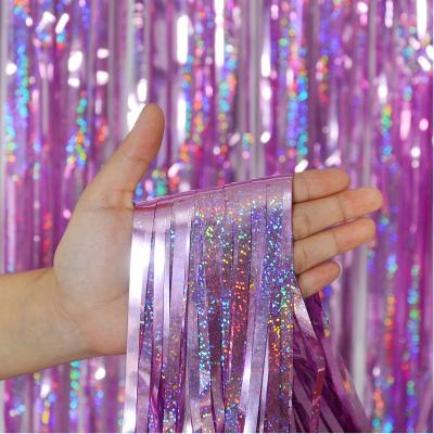 China Party Props Laser Sparkle Rain Curtain Glitter Foil Metallic Fringe Curtains Party Backdrop Background for sale