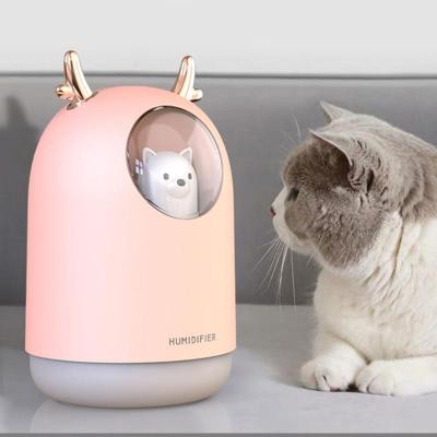 China 300ml Cute Car Pet Bear Air Humidifier Color LED Lamp Humidifier for Dry Skin Home Kids Bedroom for sale