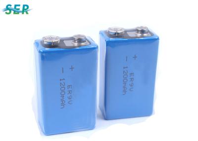 China ER9V 1200mAh 9V Lithium Battery , Li SOCl2 Rechargeable 9 Volt Lithium Ion Battery  for sale