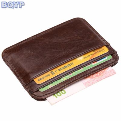 China 2020 New Design Fashion Cowhide Pocket Genuine Leather Leather Front Card Holder RFID Blocking Card Sleeve for sale