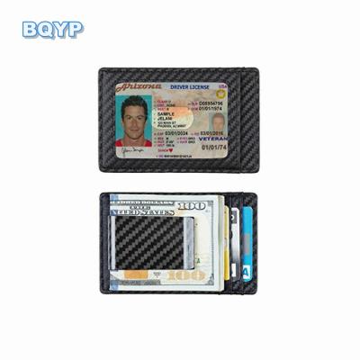 China Free Sample RFID Men Slim RFID Blocking Carbon Fiber Wallet Money Clip for sale