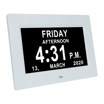 China Digital Minimalist 7 Inch Calendar Clock DDC-7010 Digital Alarm With Current Date Month Year For Wall Blow for sale