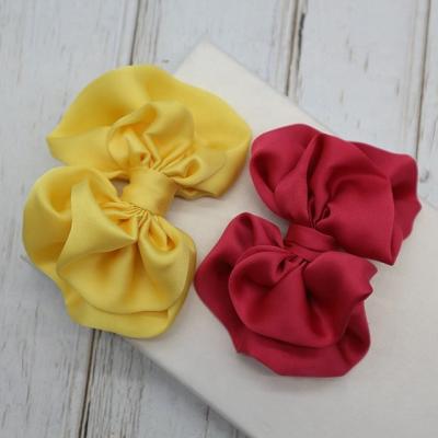 China 3 Inch Soft Satin Fabric Hair Bow with Clips for Kids Girls Hair Accessories, Soft Material Hairbow Clips for sale