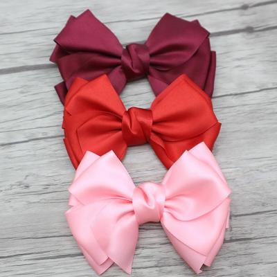 China Hair Bow Christmas Satin Ribbon Craft Hangers For Decoration, Customized Color Bows For Girls Hair, Layered Decorative Bows for sale