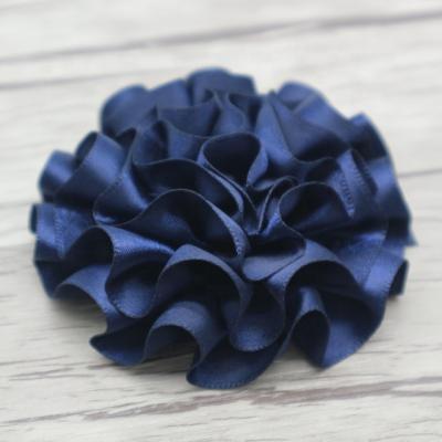 China Handmade school ribbon flowers, ruffle fabric flowers for shoe decoration for sale