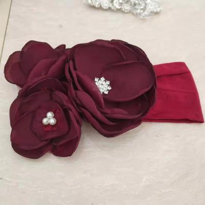 China Vintage Fashion New Children's Fancy Baby Headbands, Cheap Large Flower Nylon Hair Band Custom Wide Headbands for sale