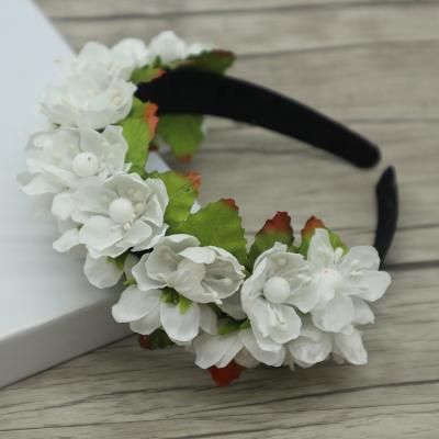 China Beautiful European and American style vintage artificial flower headband for girls, white flower with plastic headband for sale