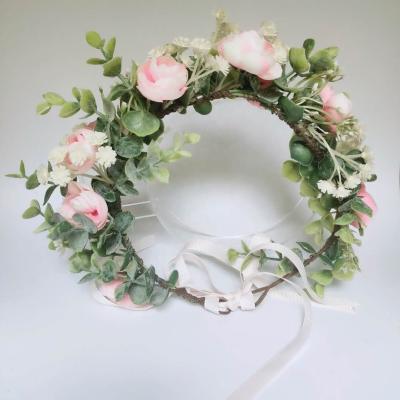 China Wholesale Decorative Hair Decoration Flower Hair Garlands, Floral Wreath Hair Garland with Leaves for Girls for sale