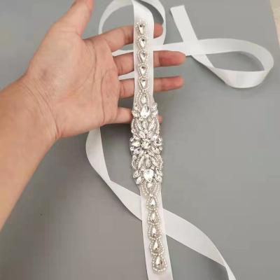 China Vintage Handmade Small Wedding Rhinestone Kids Bridal Sash Belt, Iron On Rhinestone Crystal Applique Sash Belt for sale