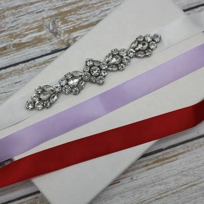 China Hand Sewn Rhinestone Children Dress Belt, Kids Accessories Rhinestone Ribbon Sash Dress Belt Small for sale