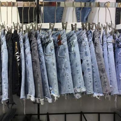 China Stock Jeans Apparel Fashion Ladies Denim Shorts Grade Used Clothes Women Shorts Jeans for sale