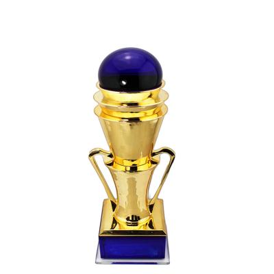 China 2023 Exquisite High Quality China Marble Base Gold Plated With Wooden Sports Base Custom Metal Trophy for sale