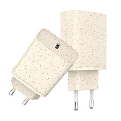 China 90.3*42.9*24mm 2022 New Arrivals Straw PD 20W USB C Fast Charger Plastic Portable Mobile Phone Wall Charger For iPhone 12 for sale