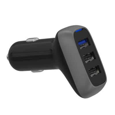 China QC 18W Usb Car Charger 3 Ports QC3.0 Usb Fast Charging Mobile Phone 2022 USB Car Charger Portable Fast Charger 3 Port iPhone Charging for sale