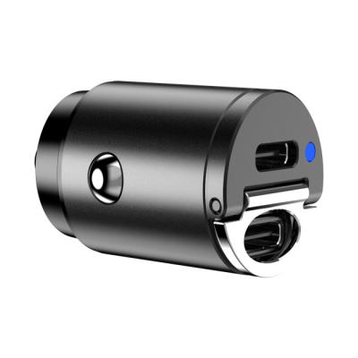 China High-end zinc alloy palladium 30w 2 port usb c type-c material new arrivals mobile phone mobile phone car charger usb fast car charger for iphone 13 for sale