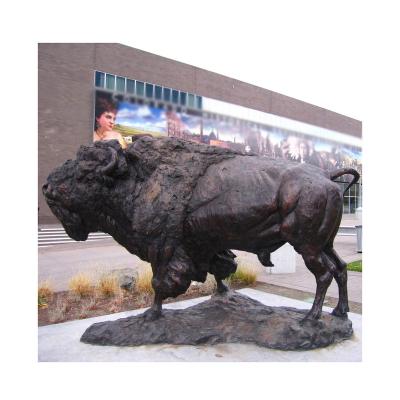 China Europe Metal Bronze Buffalo Decorative Outdoor Brass Animal Sculpture for sale