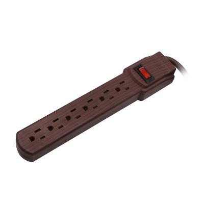 China Residential / General Purpose 6 Outlet Surge Protector Power Strip With 2FT Extension Cord Dark Wood Grain for sale