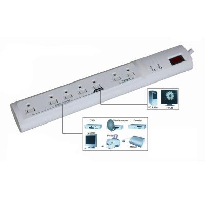 China Residential / Multi-Purpose Energy Saving 7 Outlet Power Strip With 1200 Joules Surge Protector ETL Approval for sale