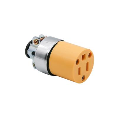 China NEMA 5-15R US 3 Fork Residential / General Purpose NEMA 5-15R Female Grounded AC Plug Receptacle 15Amp 125V Yellow Color for sale