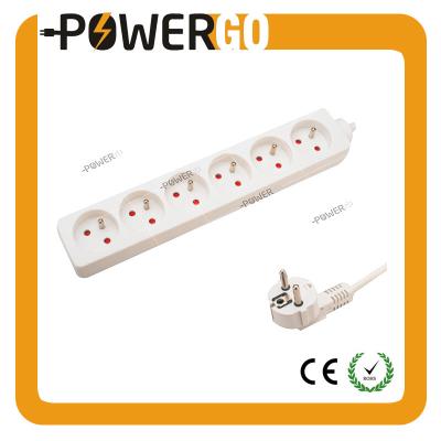 China CE ROHS Approval 6 Ways European Standard 3m Power Sockets Surge Protector Residential/General Purpose French Type H05VV-F3 1.0mm for sale