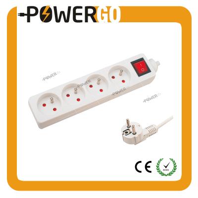 China Residential / General Purpose 4 Way French Type Electrical Power Outlets With On / Off Lighted Switch CE ROHS for sale