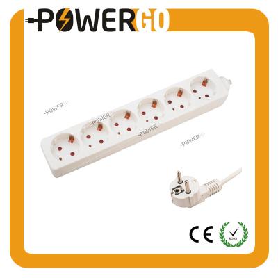 China CE Rohs 6 Ways Electrical Power Sockets H05VV-F 3G 1.0mm Surge Protector Germany Residential / General Purpose Type for sale