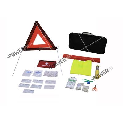 China 21 Pieces Roadside Aid Car Emergency Kit + First Aid Kit Tool Bag Contains Tools, Safety Reflective Triangle Customized for sale