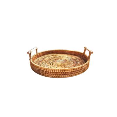 China 22cm Diameter Drawerstore Kitchen Drawer Viable Tray Food Grade Hand Made Rattan Tray Modern Color Feature Rattan for sale