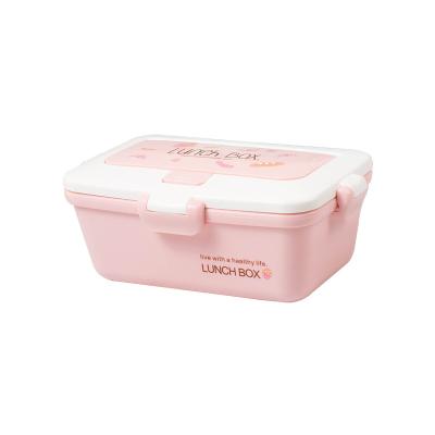 China Wholesale Airtight Food Container 900ml Microwave Bento Box Student Lunch Box Plastic Food Container With Tableware for sale