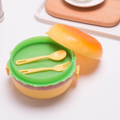 China New Design Hamburg Shape Microwave Hamburg Shape Student School Kids Lunch Box Bento Food Container Set for sale