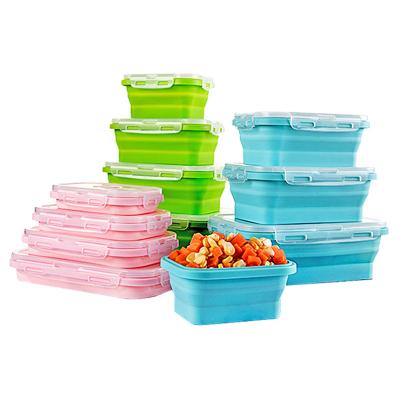 China Airtight Collapsible Collapsible Silicone Food Container Storage Containers Food Bowl With Lid for sale