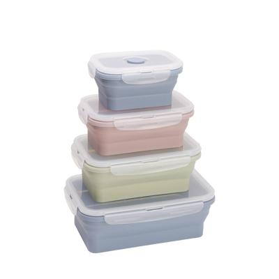 China Airtight Collapsible Camping Silicone Food Box Container Outdoor Collapsible Food Storage Container With Lid for sale