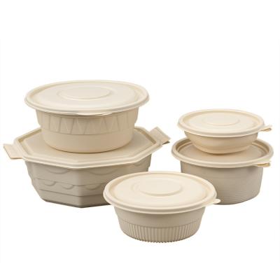 China Custom Logo Disposable Biodegradable Biodegradable Bowl Food Packaging Disposable Biodegradable Food Container With Lid for sale