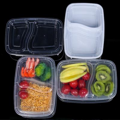 China 1000ml SHINY 2 Compartment School Disposable Take Away Plastic Lunch Box Food Container for sale