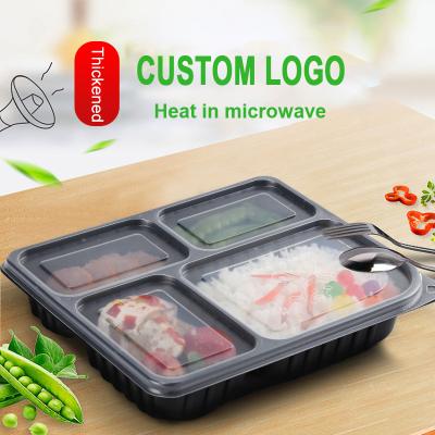 China Factory price SHINY microwavable plastic food container pp 1000ml 4 compartment tray meal prep containers for sale