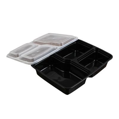 China Factory Price SHINY 3 Compartment Disposable Plastic Take Out Bento Lunch Box Plastic Food Container for sale