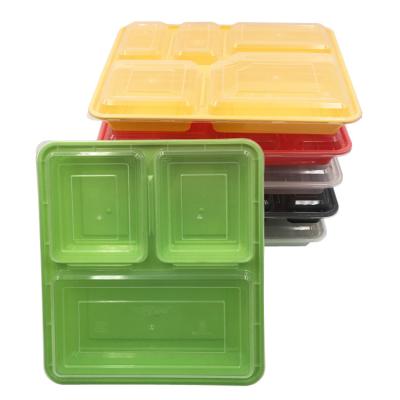 China SHINY Hot Selling PP Thicken Disposable Takeaway Food Container 3 Compartment Lunch Box With Lids for sale