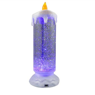 China COLOR CHANGING Christmas LED Globe Candle Light White USB Flameless Colorful Candle Light Battery Operated Flickering Snow Candle Light for sale